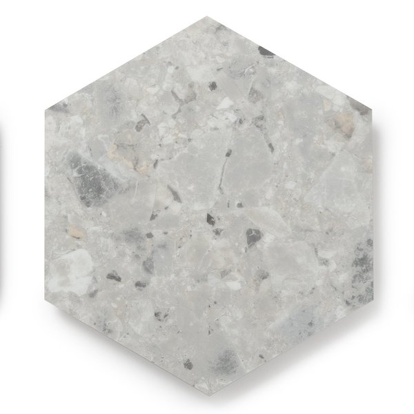 Lucida Surfaces LUCIDA SURFACES, MosaiCore Bone Quartz Hexagon 8.8 in. x10.375 in. 3mm 28MIL Glue Down Luxury Vinyl Tiles , 25PK SC-4154